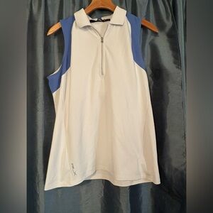 RLX Ralph Lauren White and Blue Sleeveless Top